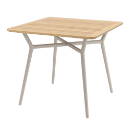 Altea table Q90 aluminum sand with 25mm teak tabletop
