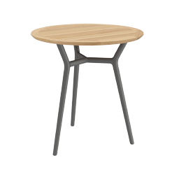 Altea table D75 aluminum cole with 25mm teak tabletop