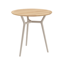 Altea table D75 aluminum sand with 25mm teak tabletop
