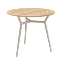 Altea table D90 aluminum sand with 25mm teak tabletop